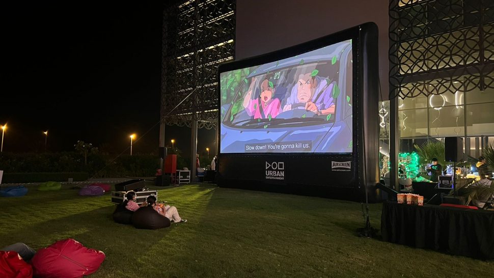 Shams Pop Up Cinema Hire with urban entertainment, 24ft screen